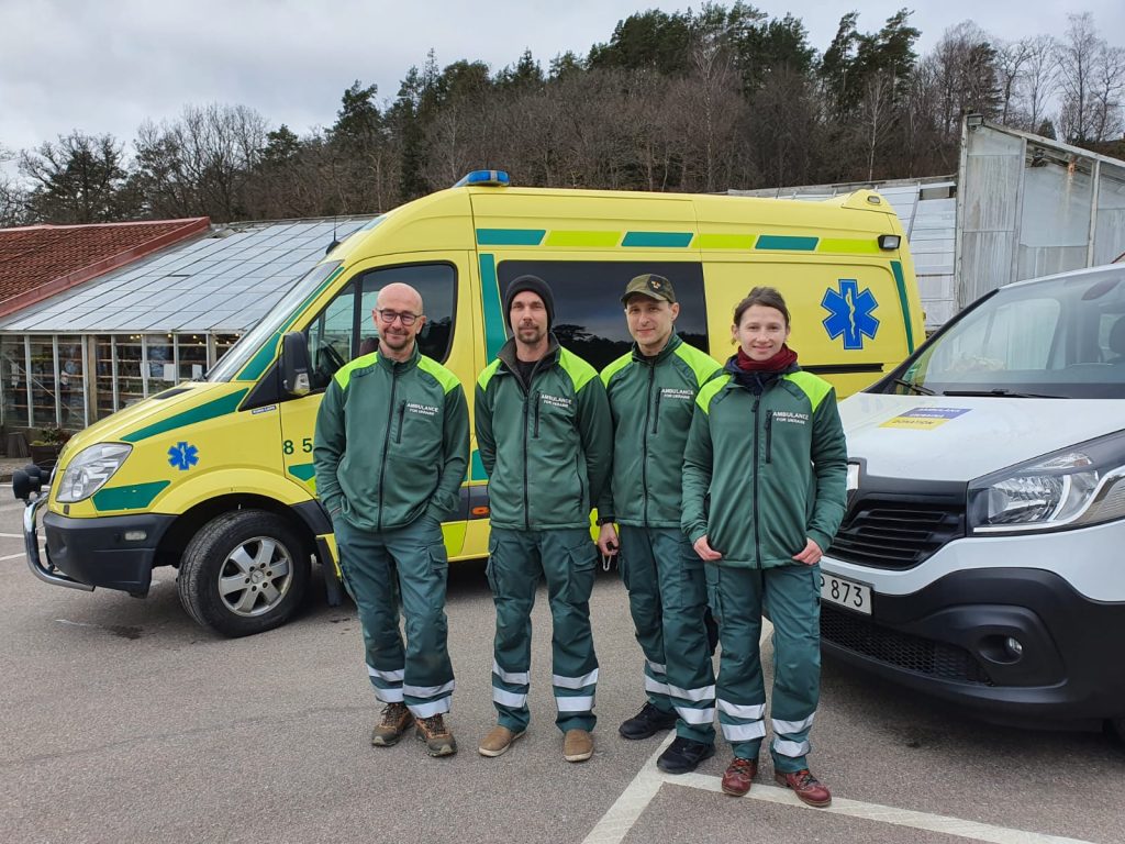 Team preparing medical gear